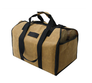 Waxed canvas logging bag