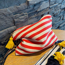 Striped Tassel Canvas Makeup Bag