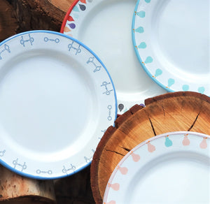 Enamel Plates - Set of 4 Mixed design