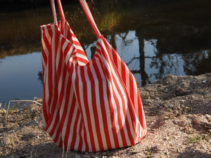 Red Striped Beach/Creek Bag