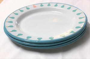 Enamel Plates - Set of 4 Aqua Pear Plates