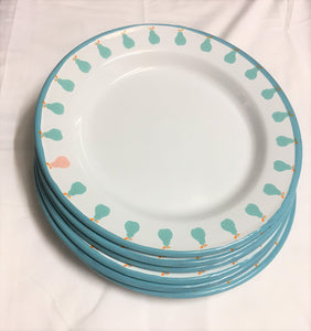 Bulk Enamel Plates - 2 x Set of 6 Aqua Pear Plates (12 plates total)