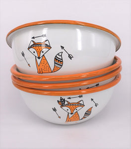Enamel Bowls Cute Foxes -  4 bowls