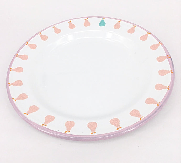Enamel Plates - Set of 4 Pink Pear Plates