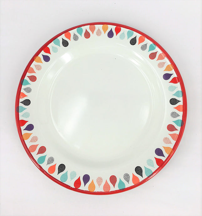 Enamel Plates - Set of 6 Colourful Raindrops