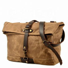 'Hamish' Vintage Style Waxed Canvas & Leather Briefcase/Satchel