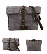 'Hamish' Vintage Style Waxed Canvas & Leather Briefcase/Satchel