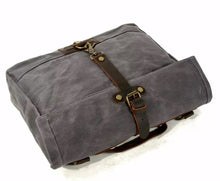 'Hamish' Vintage Style Waxed Canvas & Leather Briefcase/Satchel